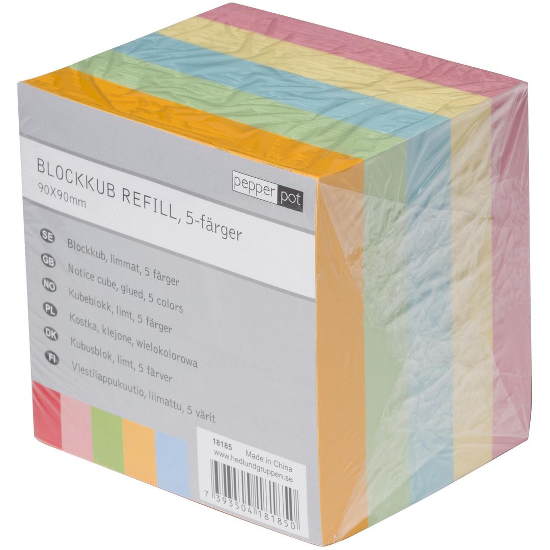PEPPER POT Blockkub Pepperpot 90x90mm 850 ark fem färger | Kontorsmaterial - Block och anteckningsböcker - Blockkuber | Kontorsexperten