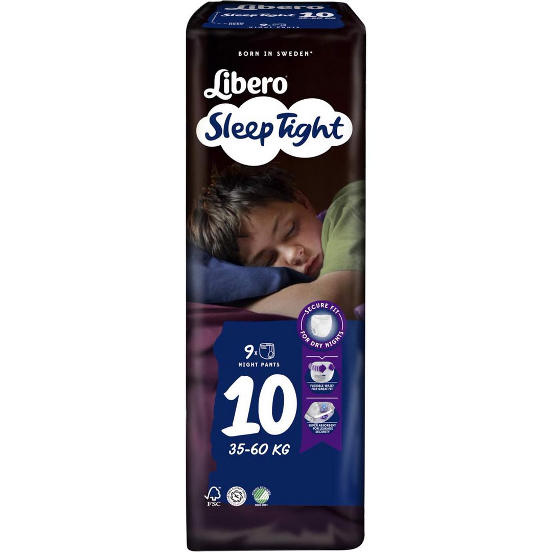 LIBERO Blöja Sleep Tight S10 35-60kg 9/fp | Sjukvård och omsorg - Hygien - Barnblöjor | Kontorsexperten