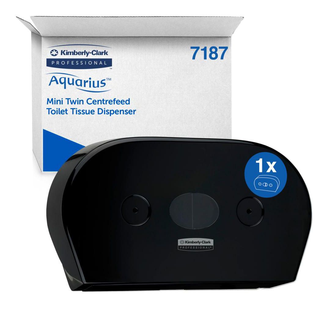 AQUARIUS Dispenser 7187 Mini Twin toalettpapper centrummatad svart | Städ och hygien - Toalettpapper och torkpapper - System - Kimberly Clark | Kontorsexperten