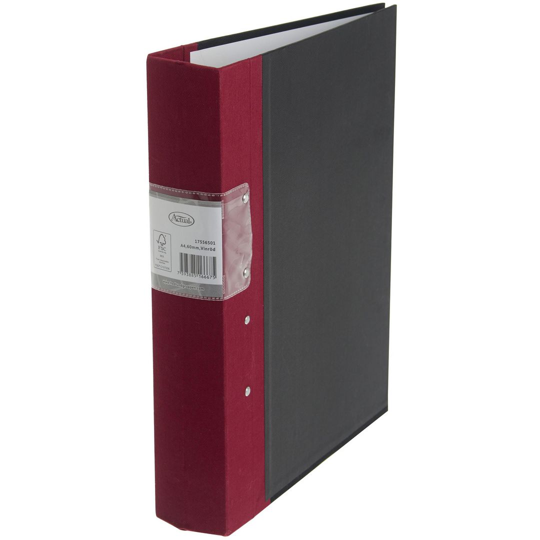 Actual Gaffelpärm 60mm vinröd | Kontorsmaterial - Pärmar och register - Träryggspärmar - A4 | Kontorsexperten