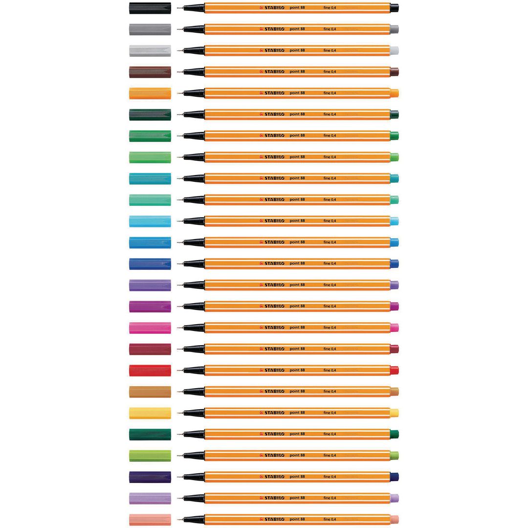 STABILO Fineliner Point 88®, tunn spets, orange pennkropp, blått bläck | Kontorsmaterial - Pennor - Finelinerpennor | Kontorsexperten