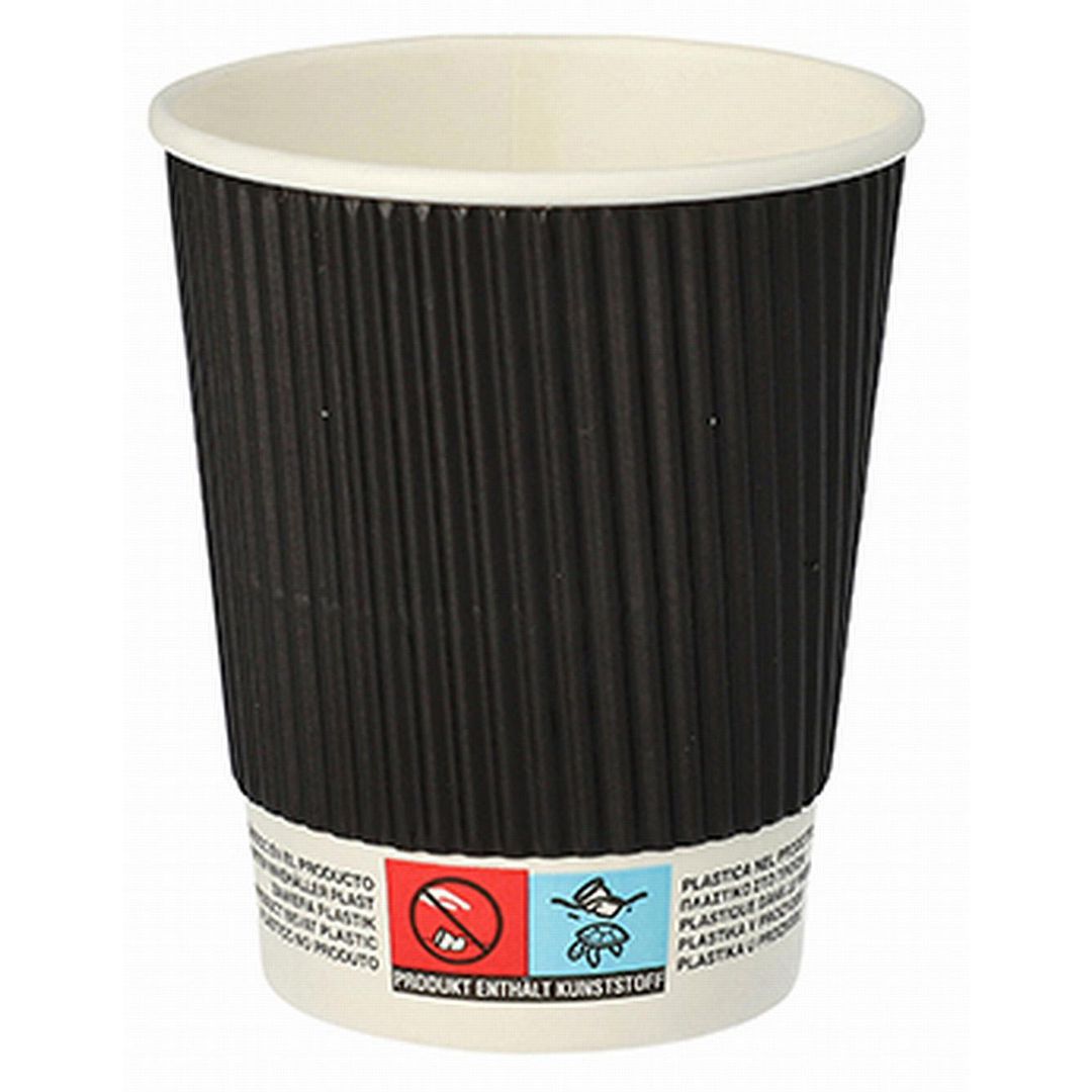 PAPSTAR Pappersbägare ripple svart 20cl 500/fp | Kök och servering - Engångsartiklar - Pappersbägare | Kontorsexperten