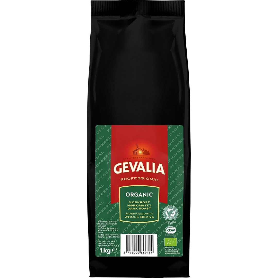 GEVALIA Kaffe Organic Bönor 1kg 8/krt | Kök och servering - Kaffe och te - Hela Bönor | Kontorsexperten