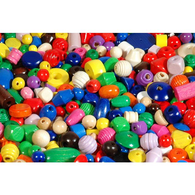 PLAYBOX Träpärlmix blandade färger 750g | Skola och förskola - Hobbymaterial - Pärlor | Kontorsexperten