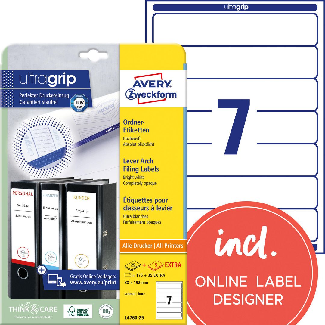 AVERY Etikett smala pärmar 192x38 175/fp | Emballage och lagerutrustning - Etiketter och godsmärkning - Specialetiketter | Kontorsexperten