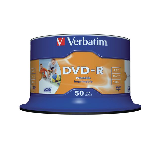 VERBATIM DVD-R 4.7GB Printable 50/fp | Datorprodukter - Lagring - DVD-skivor | Kontorsexperten