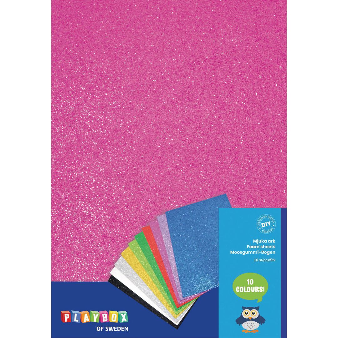 PLAYBOX Mossgummi glitter 20x30cm 10/fp | Skola och förskola - Hobbymaterial - Pyssel | Kontorsexperten