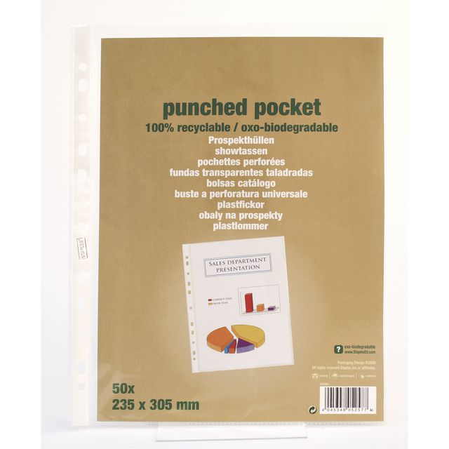 Plastficka A4 stansad 60 mikrometer PP jämn 11 hål transparent 50/fp | Kontorsmaterial - Mappar och plastfickor - Plastfickor - Öppen överkant | Kontorsexperten