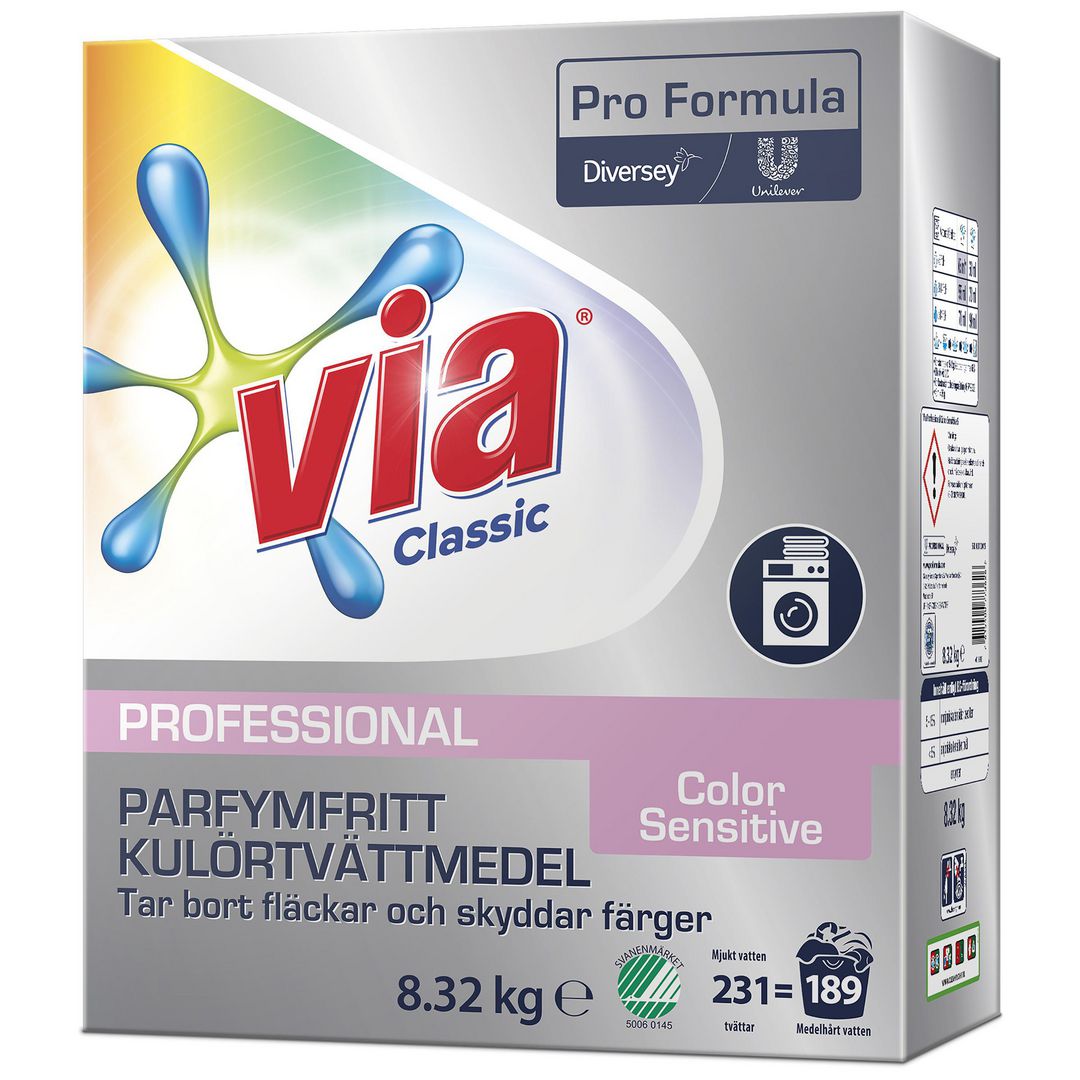 VIA Tvättmedel Pro Formula Color Sensitive 8,32kg | Städ och hygien - Tvättmedel och klädvård - Tvättmedel | Kontorsexperten