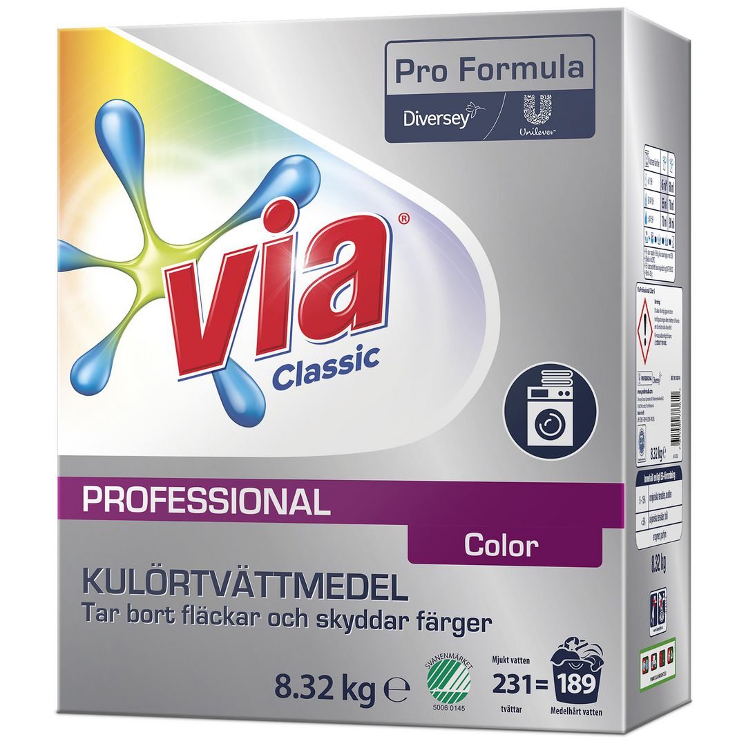 VIA Tvättmedel Pro Formula Color 8,32kg | Städ och hygien - Tvättmedel och klädvård - Tvättmedel | Kontorsexperten