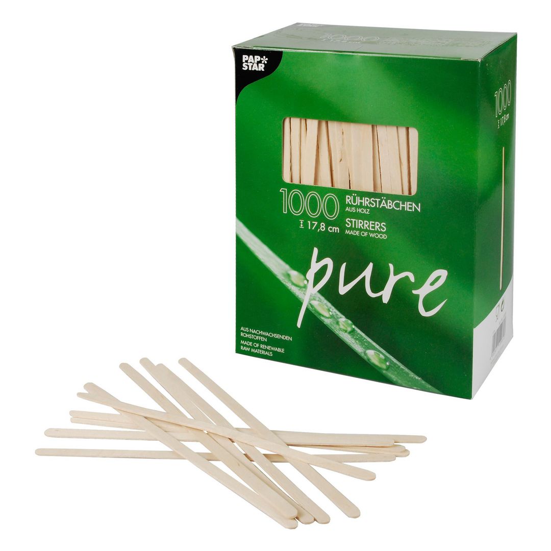 PAPSTAR Rörpinne Trä 17,8cm x 5mm 1000/fp | Kök och servering - Engångsartiklar - Engångsbestick | Kontorsexperten