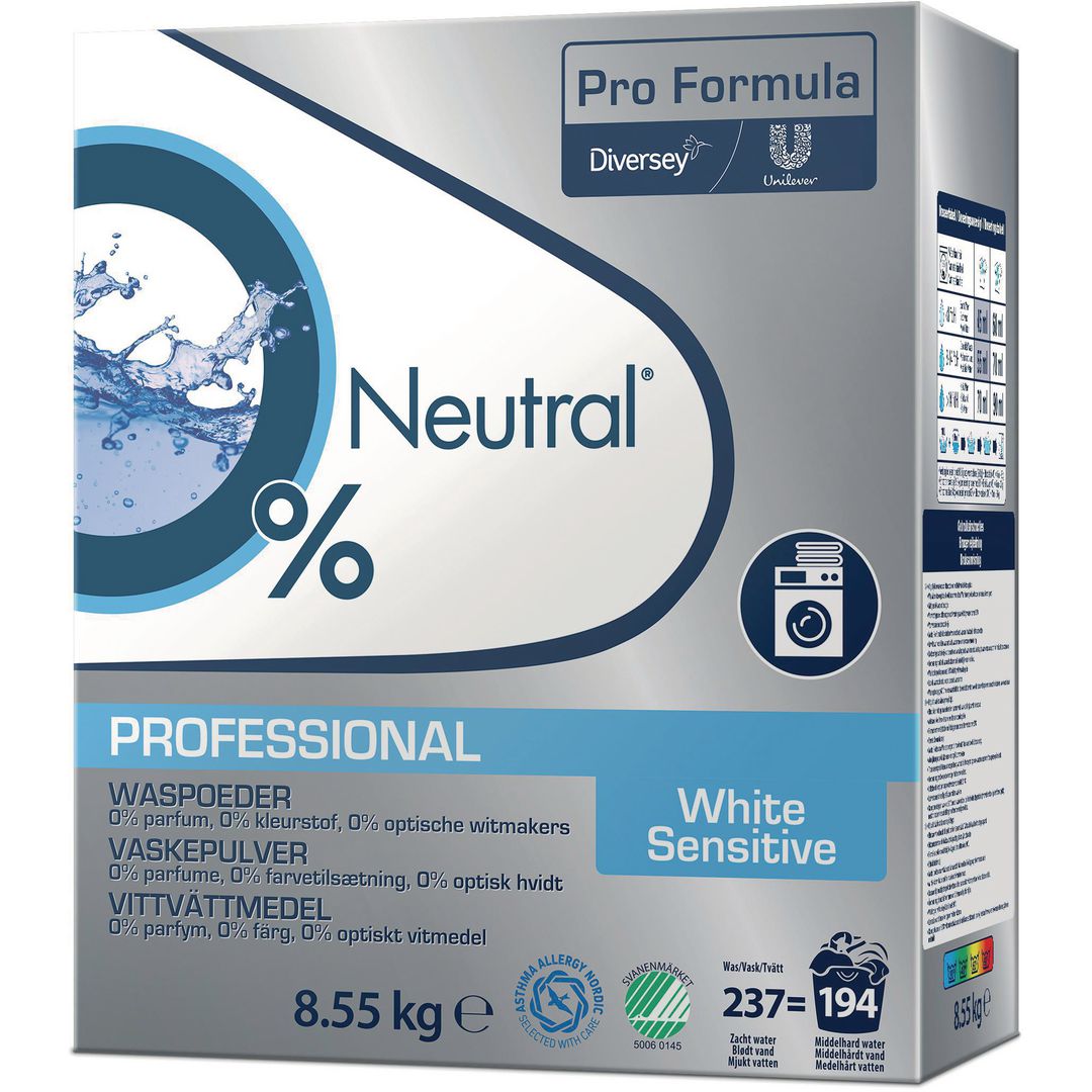 NEUTRAL Tvättmedel Pro Formula White Sensitive 8,55kg | Städ och hygien - Tvättmedel och klädvård - Tvättmedel | Kontorsexperten