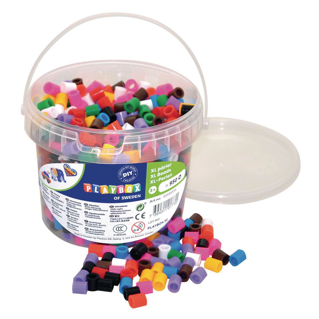PLAYBOX Maxipärlor mix 950/fp | Skola och förskola - Hobbymaterial - Nabbipärlor - Rörpärlor | Kontorsexperten