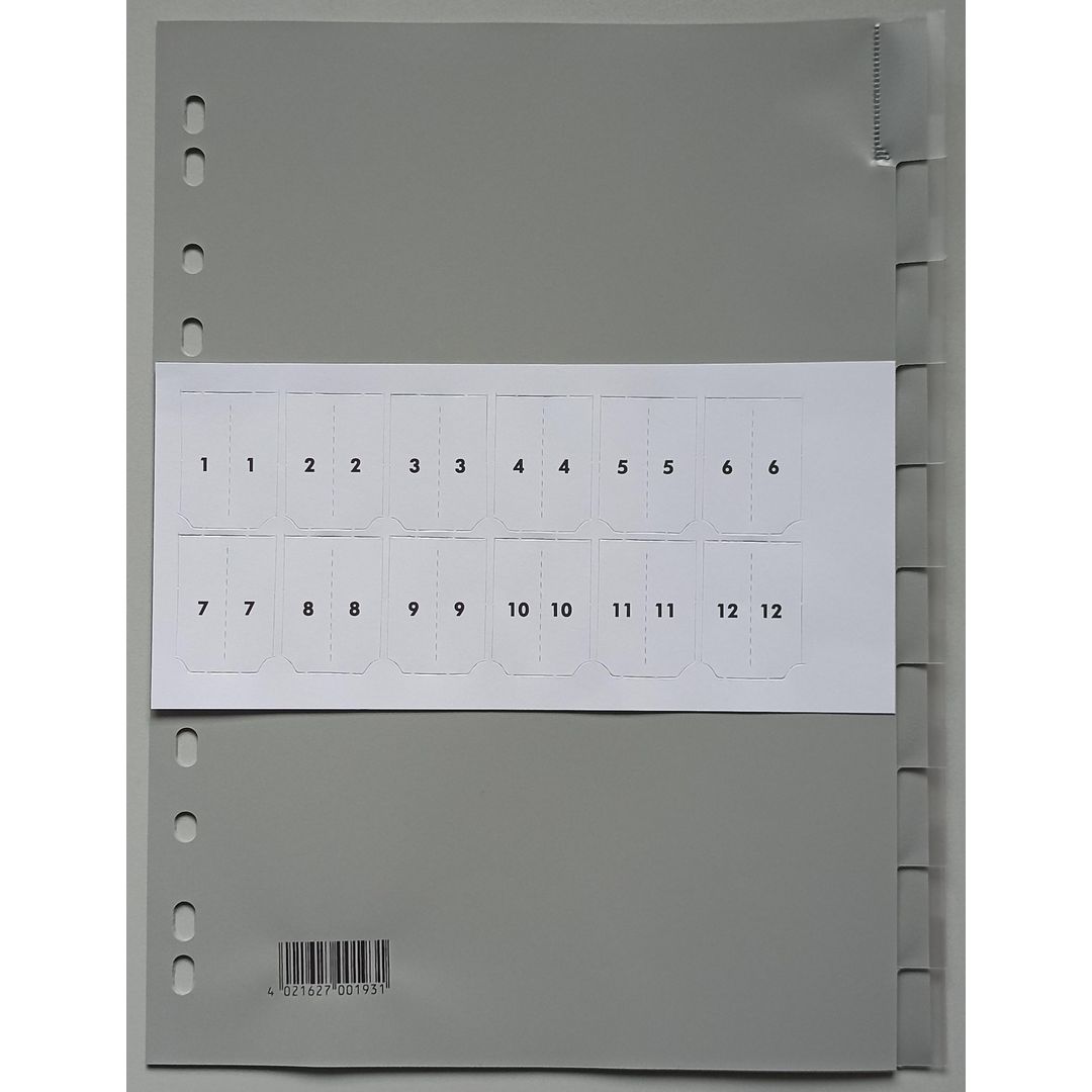 Plastregister A4 10-flik insticksflikar grå | Kontorsmaterial - Pärmar och register - Plastregister - Tryckta | Kontorsexperten