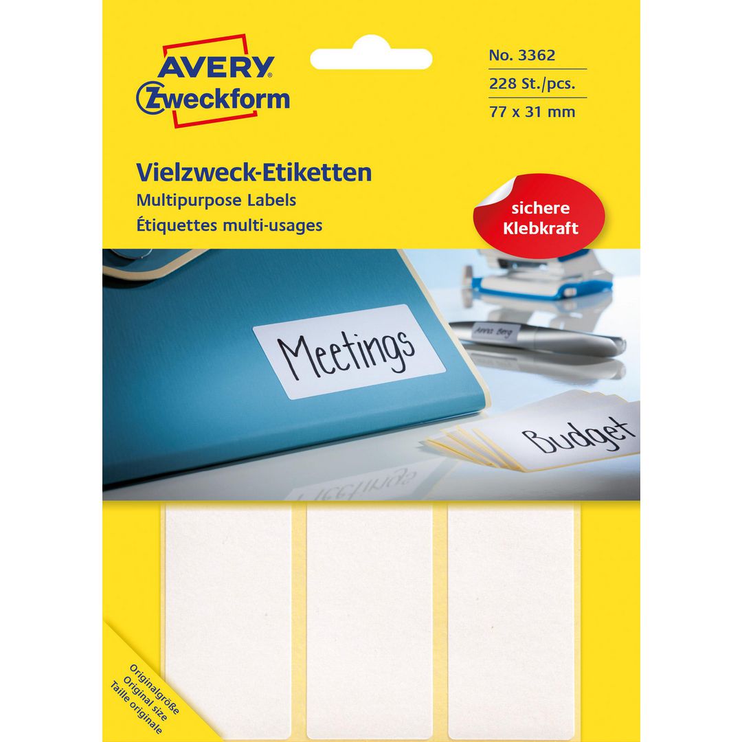AVERY Etikett handskrift 77x31mm 224/fp | Emballage och lagerutrustning - Etiketter och godsmärkning - Multifunktionsetiketter | Kontorsexperten