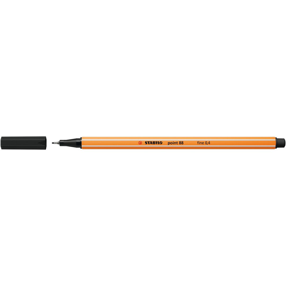 STABILO Fineliner Point 88®, tunn spets, orange pennkropp, svart bläck | Kontorsmaterial - Pennor - Finelinerpennor | Kontorsexperten