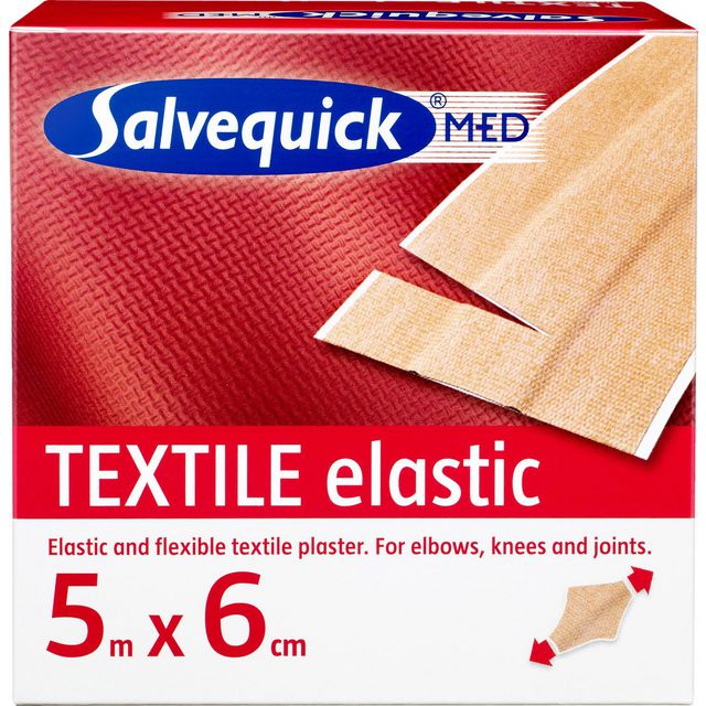 SALVEQUICK Plåster Textil 5mx6cm | Skyddsutrustning - Första Hjälpen - Plåster | Kontorsexperten
