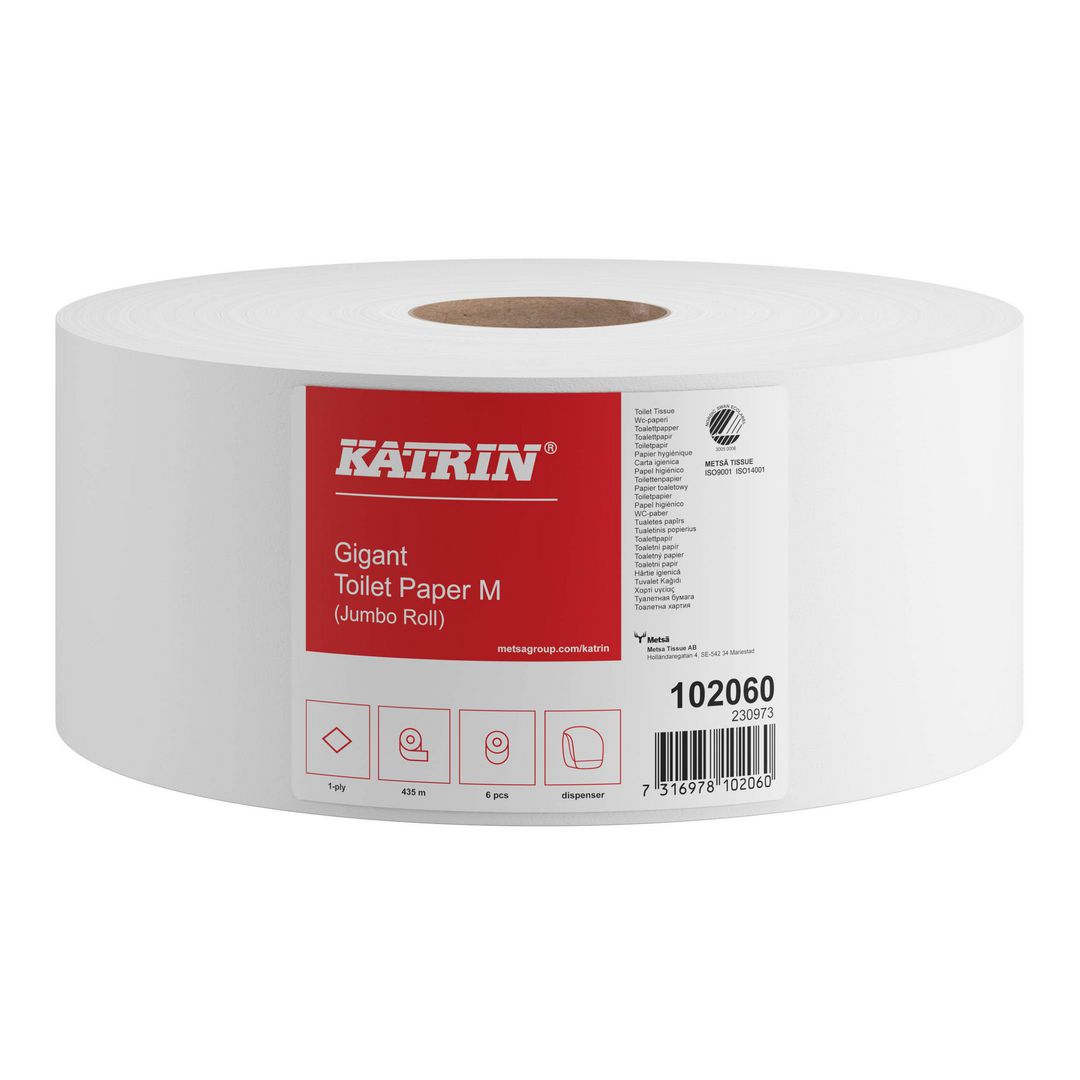 KATRIN Toalettpapper Gigant M 1-lager, 98 mm, naturell vit 6/fp | Städ och hygien - Toalettpapper och torkpapper - Toalettpapper - rulle | Kontorsexperten