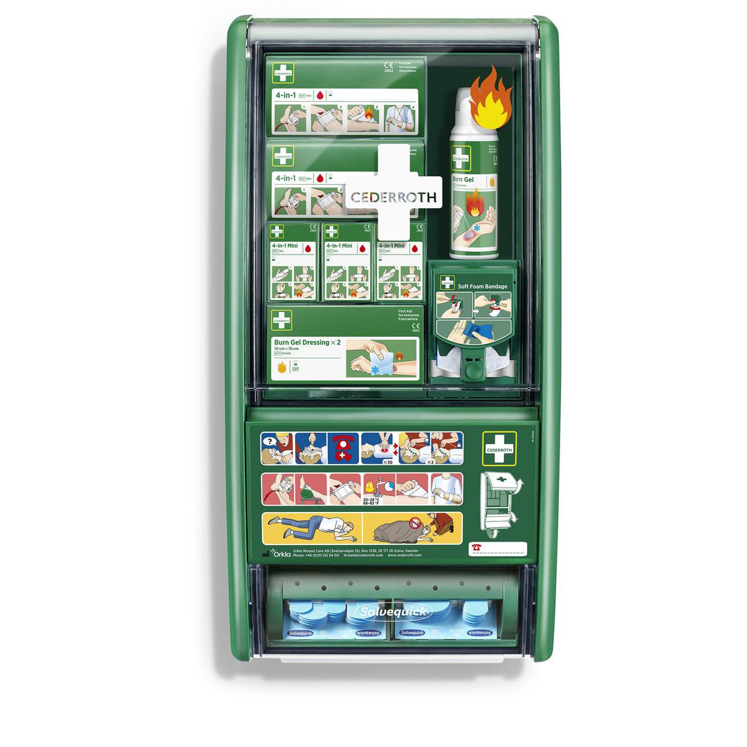 CEDERROTH Första Hjälpen- & brännskadestation | Skyddsutrustning - Första Hjälpen - Stationer och tavlor | Kontorsexperten