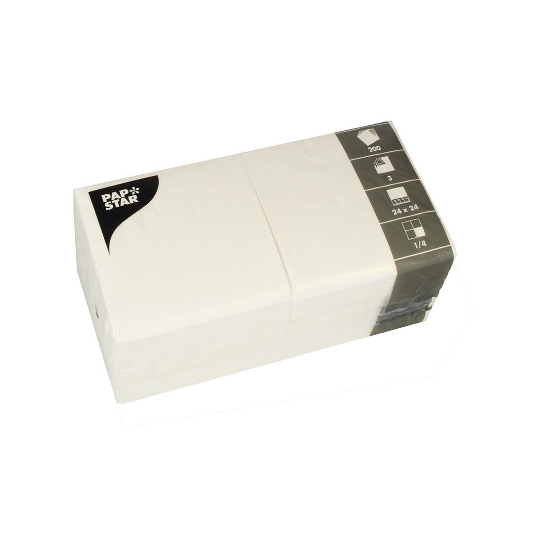 PAPSTAR Servett 3-lags 24x24cm vit 200/fp | Kök och servering - Servetter och dukar - Servett - 3-lagers | Kontorsexperten