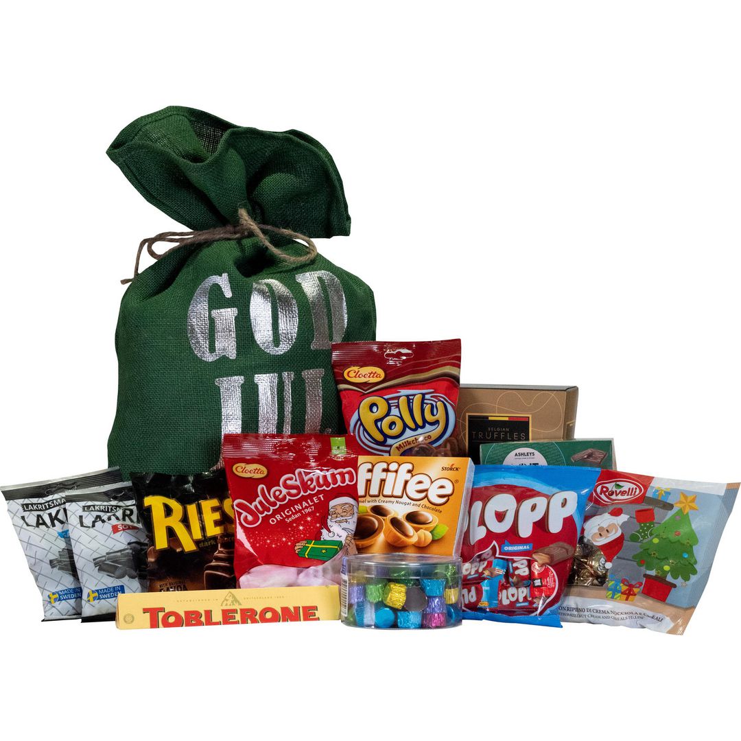 Godis Jutesäck God Jul grön 1,843kg | Kök och servering - Ätbart - Godis och choklad | Kontorsexperten