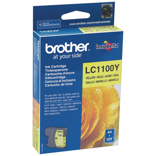 Brother Bläckpatron LC1100 Y, LC-1100Y, Innobella™-bläck, gul, singelförpackning | Toner och bläck - Bläckpatroner - Bläckpatroner Brother | Kontorsexperten