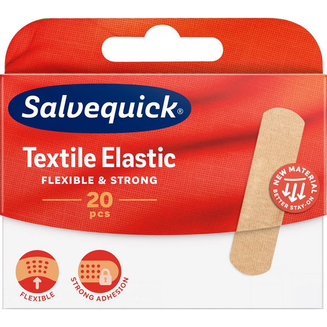 SALVEQUICK Plåster Textil Medium 20/fp | Skyddsutrustning - Första Hjälpen - Plåster | Kontorsexperten