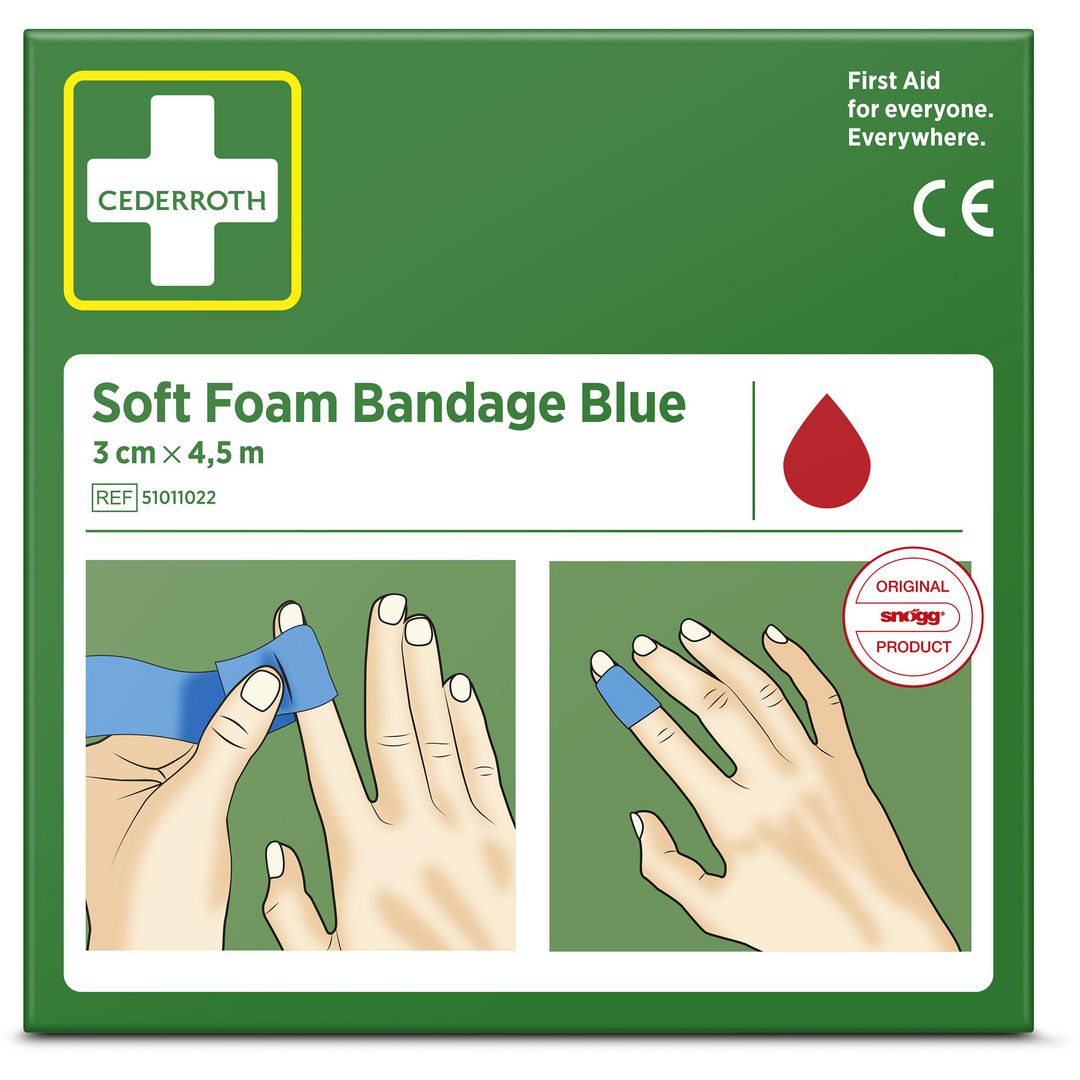 CEDERROTH Plåster Soft Foam blå 3cmx4,5m | Skyddsutrustning - Första Hjälpen - Förband och Refill | Kontorsexperten