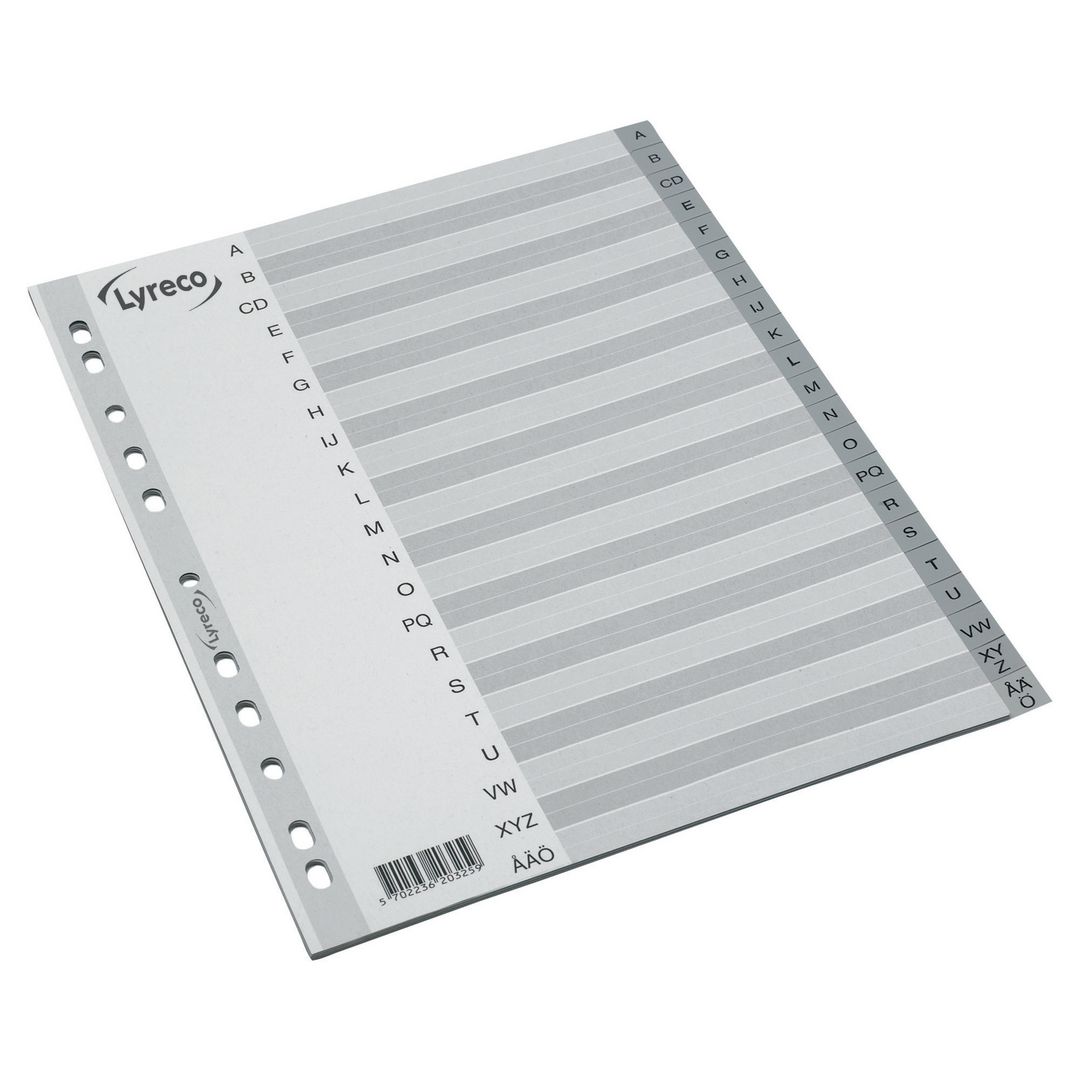 LYRECO Plastregister A4 PP A-Ö grå | Kontorsmaterial - Pärmar och register - Plastregister - Tryckta | Kontorsexperten