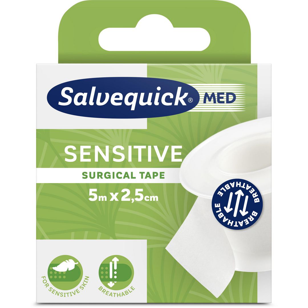 SALVEQUICK Plåster Kirurgtape 5m | Skyddsutrustning - Första Hjälpen - Plåster | Kontorsexperten