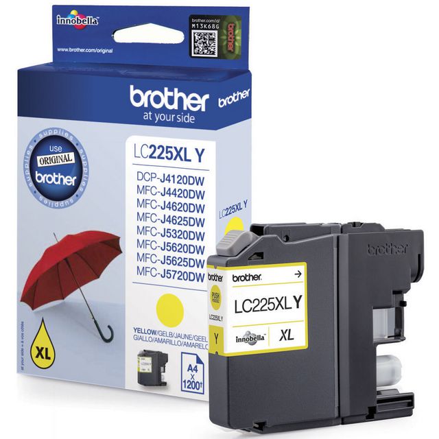 BROTHER Bläckpatron LC-225XLY, gul | Toner och bläck - Bläckpatroner - Bläckpatroner Brother | Kontorsexperten