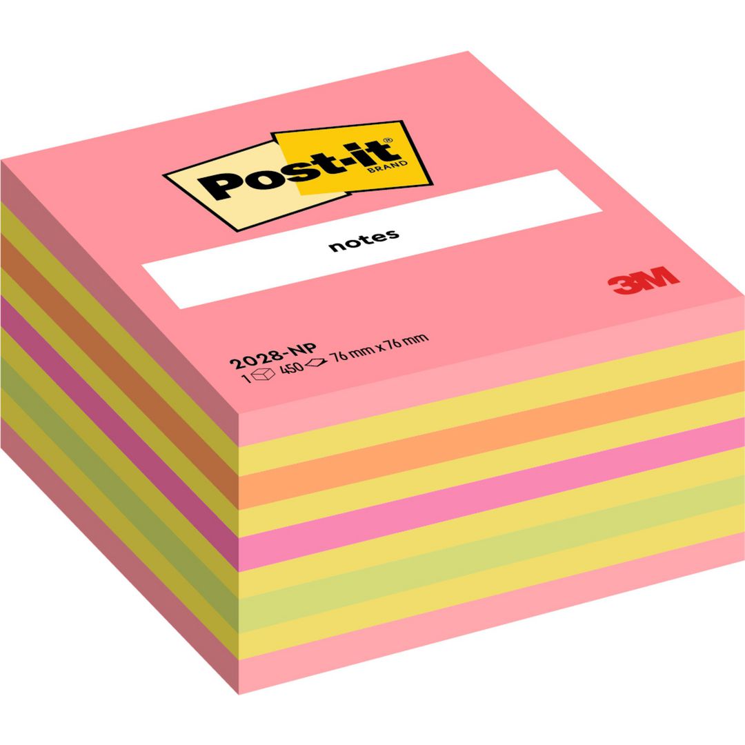 POST-IT Sticky-notislappar, kub, 76 x 76 mm, neonrosa färger, 2028-NP | Kontorsmaterial - Notes och Post-It - Notes - Kuber | Kontorsexperten