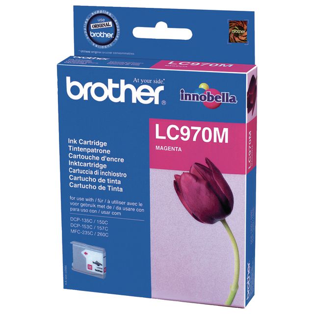 Brother Bläckpatron LC970 M, LC-970M, Innobella™-bläck, magenta, singelförpackning | Toner och bläck - Bläckpatroner - Bläckpatroner Brother | Kontorsexperten