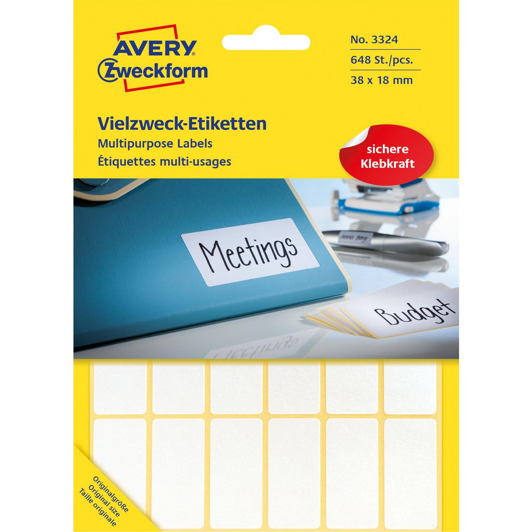 AVERY Etikett handskrift 18x38mm 648/fp | Emballage och lagerutrustning - Etiketter och godsmärkning - Multifunktionsetiketter | Kontorsexperten