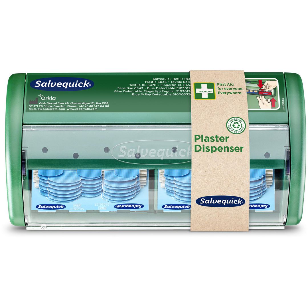 SALVEQUICK Plåsterautomat Blå detekterbar | Skyddsutrustning - Första Hjälpen - Stationer och tavlor | Kontorsexperten