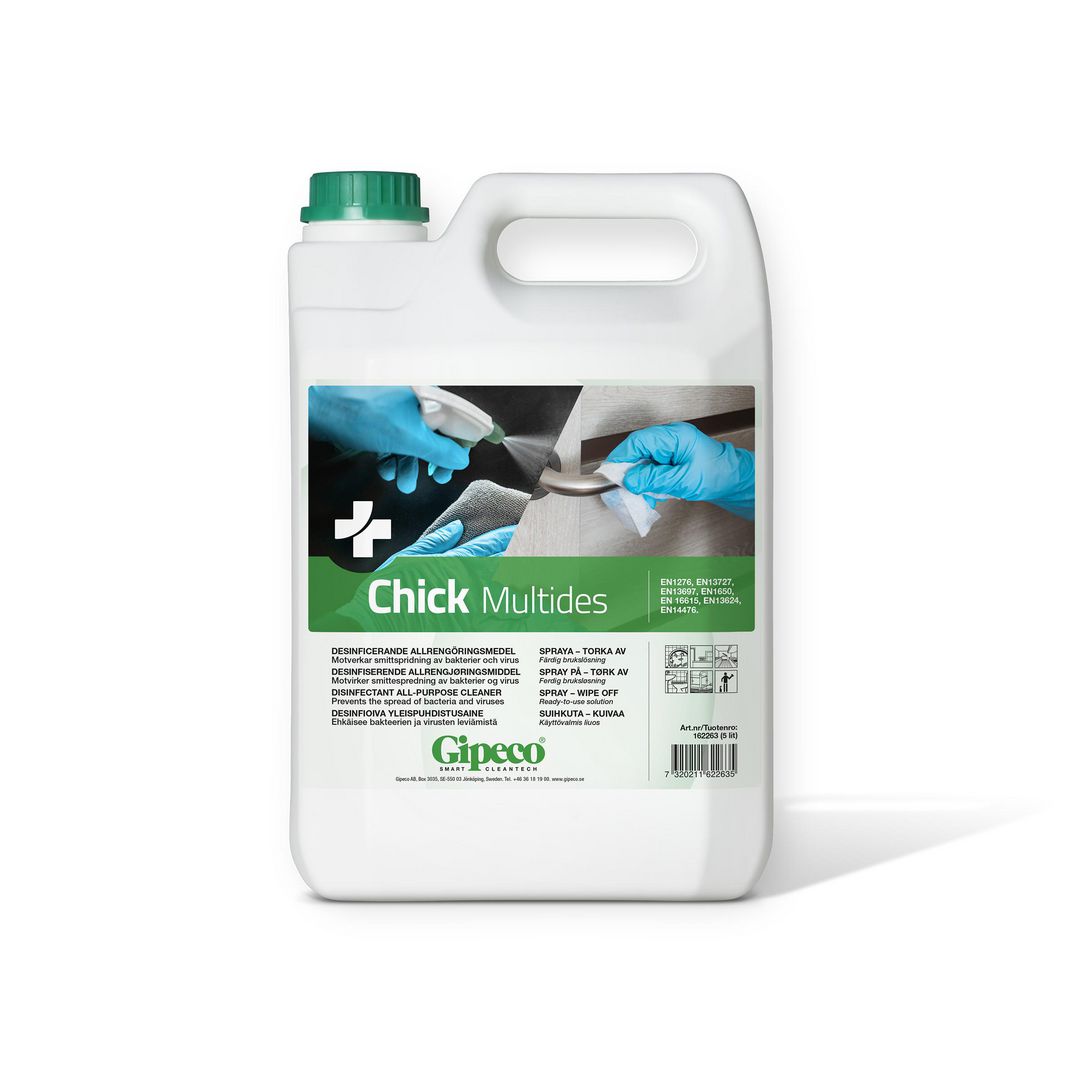 GIPECO Ytdesinfektion Chick Multides Alkoholfri 5L | Städ och hygien - Desinfektionsmedel - Ytdesinfektion | Kontorsexperten