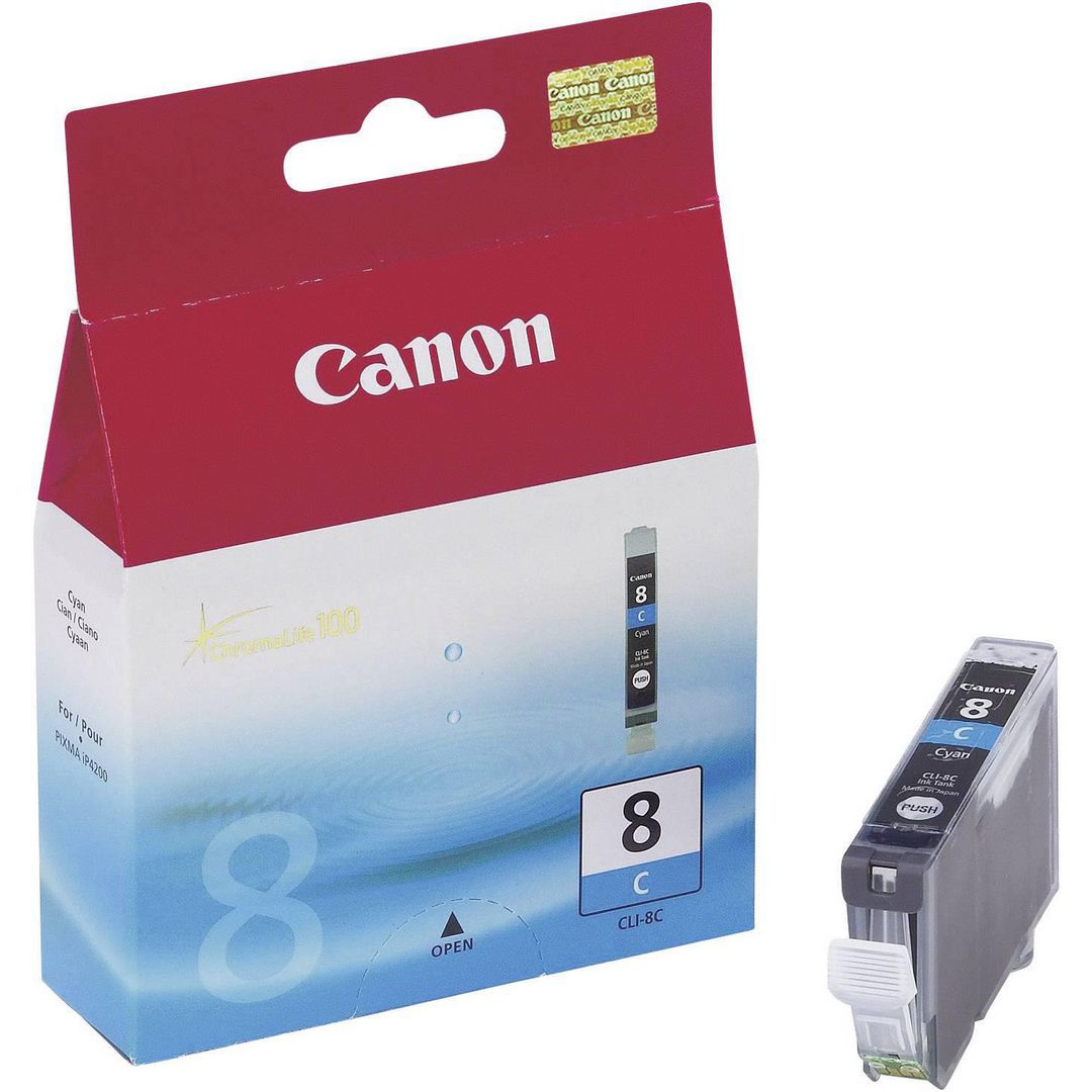 CANON Bläckpatron, PIXMA CLI-8 C, 0621B001, ChromaLife100, cyan, singelförpackning | Toner och bläck - Bläckpatroner - Bläckpatroner Canon | Kontorsexperten