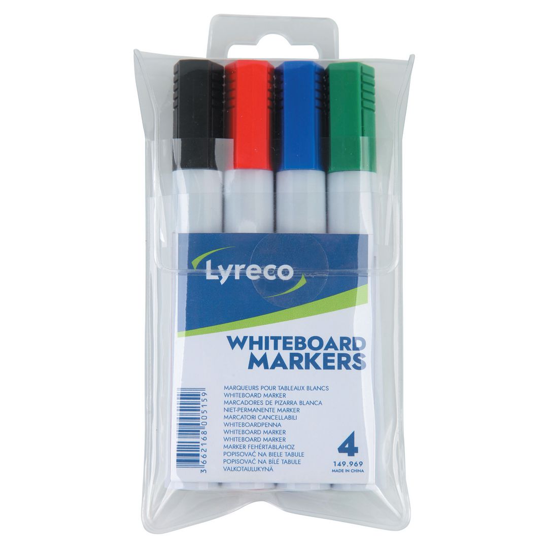 LYRECO Whiteboardpenna drywipe rund 4/fp | Kontorsmaterial - Pennor - Whiteboardpennor - Rund spets | Kontorsexperten
