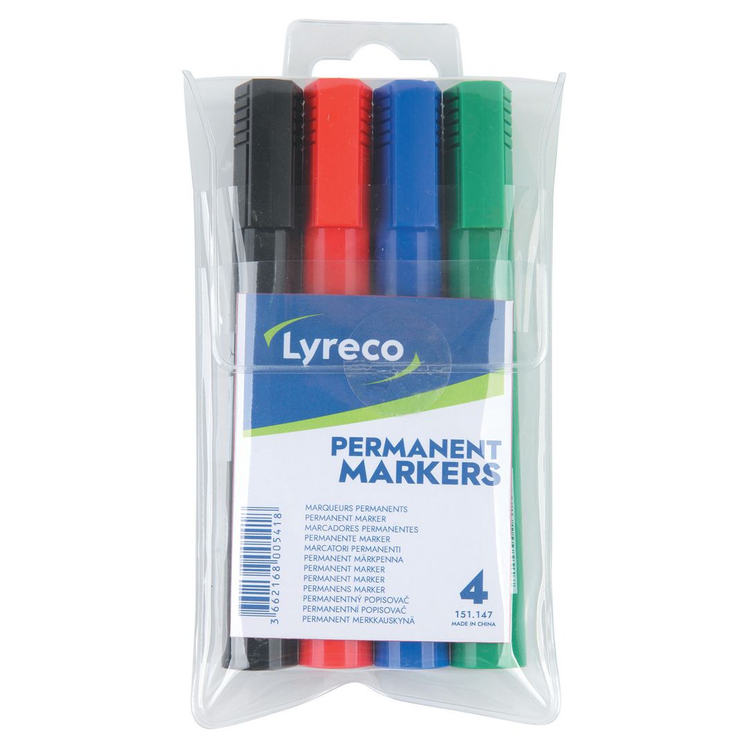 LYRECO Märkpenna sned sort.färg 4/fp | Kontorsmaterial - Pennor - Märkpennor - Skuren spets | Kontorsexperten