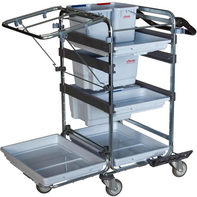 VILEDA Städvagn Origo 500HX Plus, silver och mörkgrå | Städ och hygien - Städvagnar - Städvagnar | Kontorsexperten