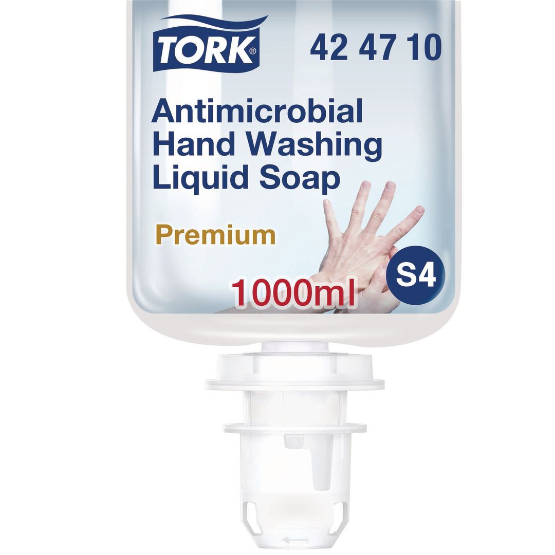 TORK Handtvål S4 Antimikrobiell Flytande 1l | Städ och hygien - Tvål och hygien - Hygiensystem - Tork | Kontorsexperten
