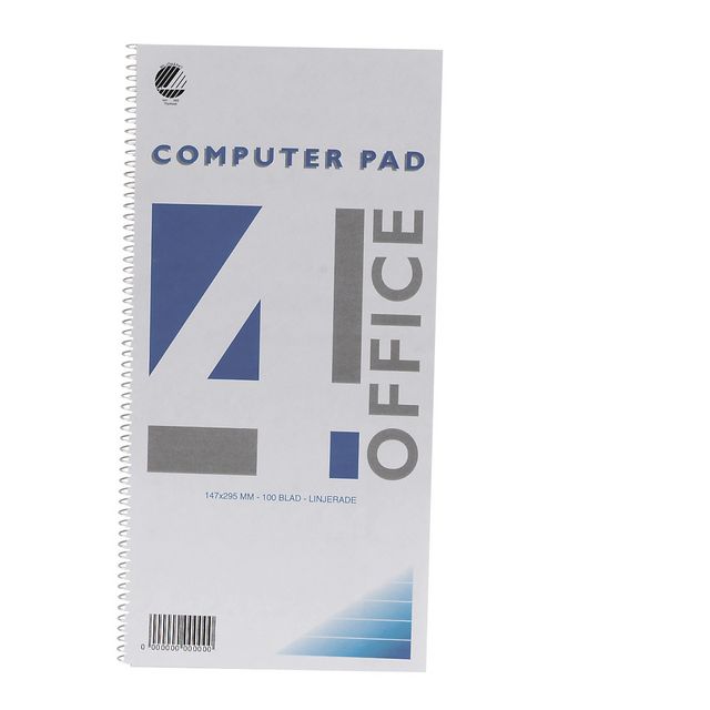 Spiralkladd spiralbundet anteckningsblock linjerad 96 ark 147x297mm | Kontorsmaterial - Block och anteckningsböcker - Spiralblock | Kontorsexperten