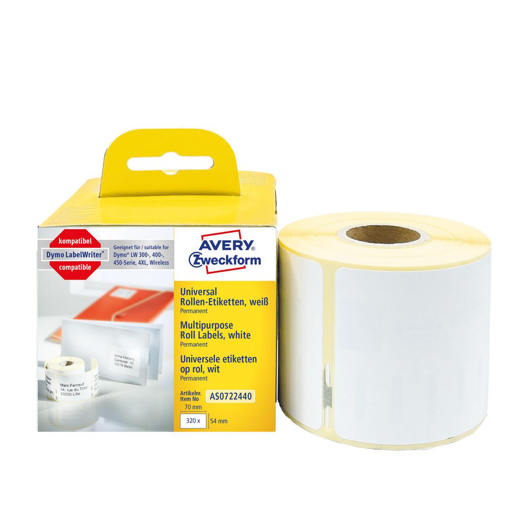 AVERY Etikett på rulle 70x54mm 320/fp | Emballage och lagerutrustning - Etiketter och godsmärkning - Specialetiketter | Kontorsexperten