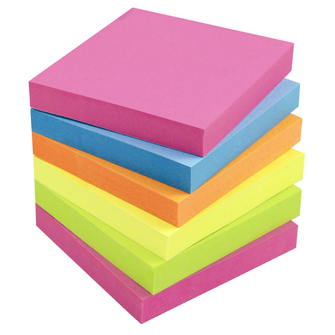 LYRECO Notes 75x75mm Brilliant neonfärger 6/fp | Kontorsmaterial - Notes och Post-It - Notes - Gula | Kontorsexperten