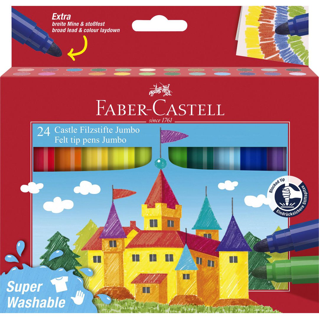 FABER-CASTELL Fiberpenna Jumbo 24/fp | Skola och förskola - Pennor och tillbehör - Fiberpennor - Standard | Kontorsexperten