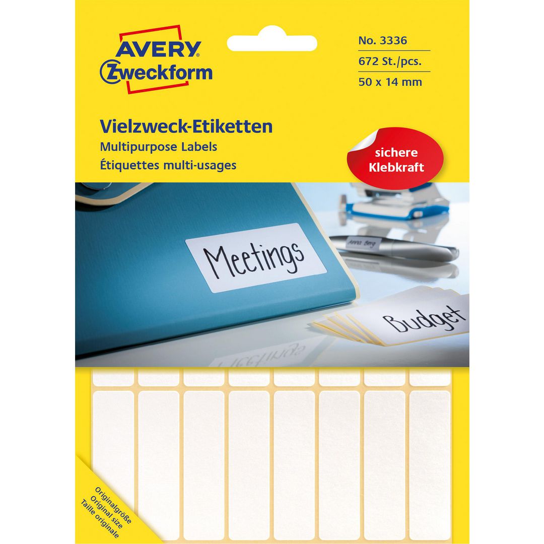 AVERY Etikett handskrift 14x50mm vit 672/fp | Emballage och lagerutrustning - Etiketter och godsmärkning - Multifunktionsetiketter | Kontorsexperten