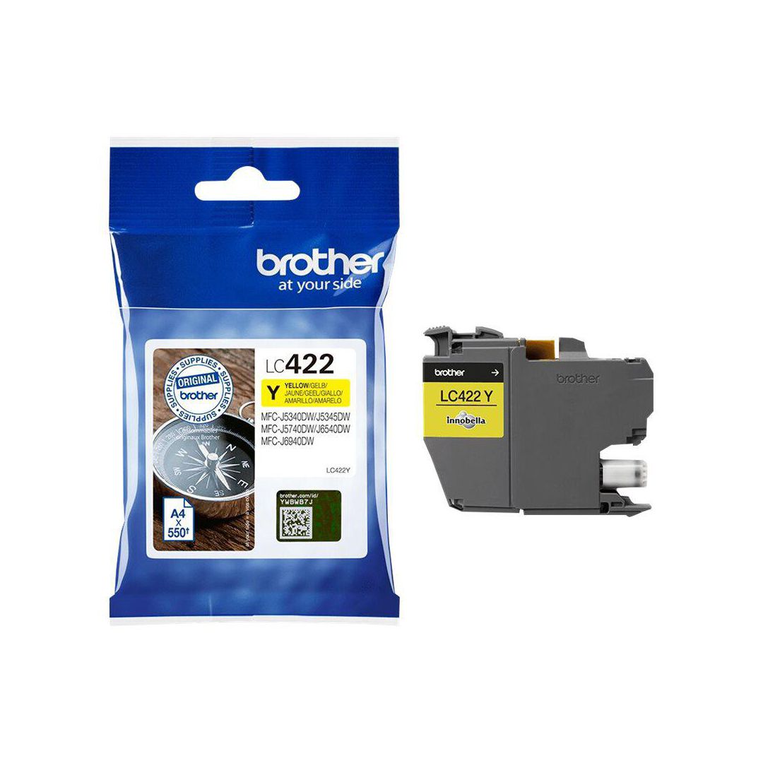 BROTHER Bläckpatron LC422Y Gul | Toner och bläck - Bläckpatroner - Bläckpatroner Brother | Kontorsexperten