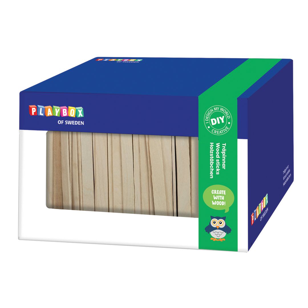 PLAYBOX Träpinnar 115x10mm 1000/fp | Skola och förskola - Hobbymaterial - Pyssel - Trä | Kontorsexperten
