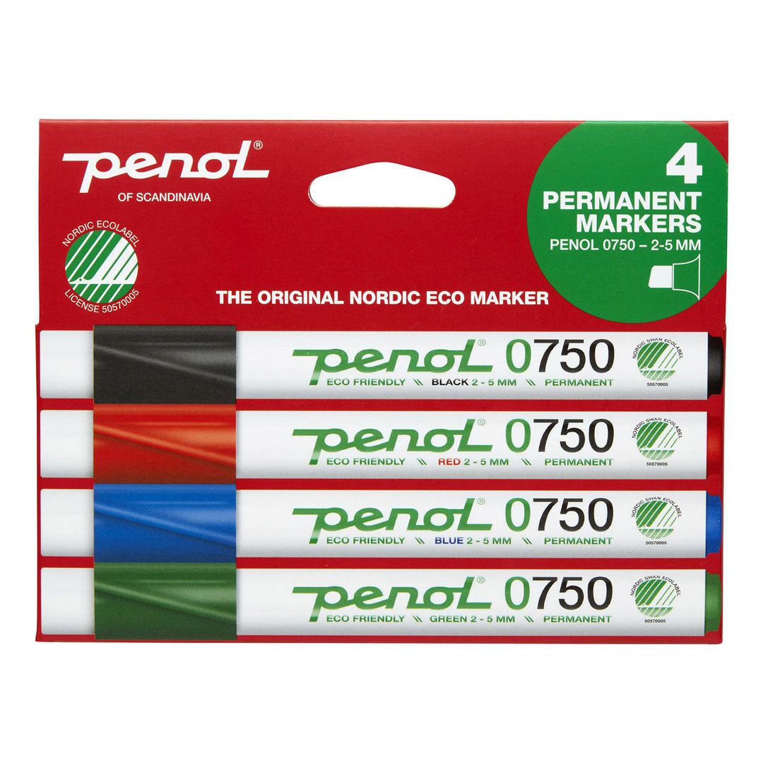 PENOL Märkpenna 0-750 perm 2-5mm 4/fp | Kontorsmaterial - Pennor - Märkpennor - Skuren spets | Kontorsexperten