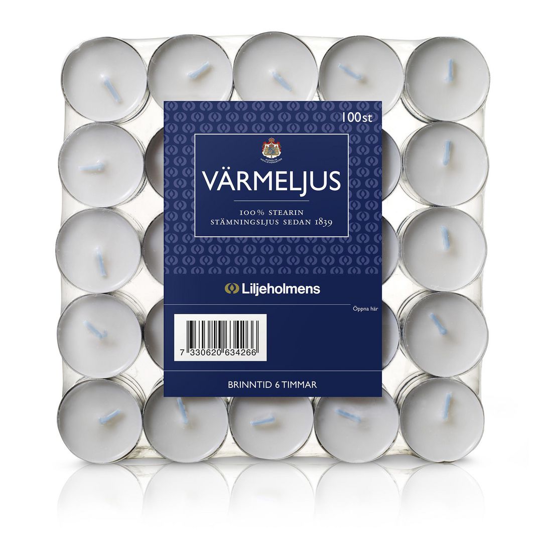 LILJEHOLMENS Värmeljus Stearin 6H 100/fp | Kök och servering - Ljus och tillbehör - Värmeljus | Kontorsexperten